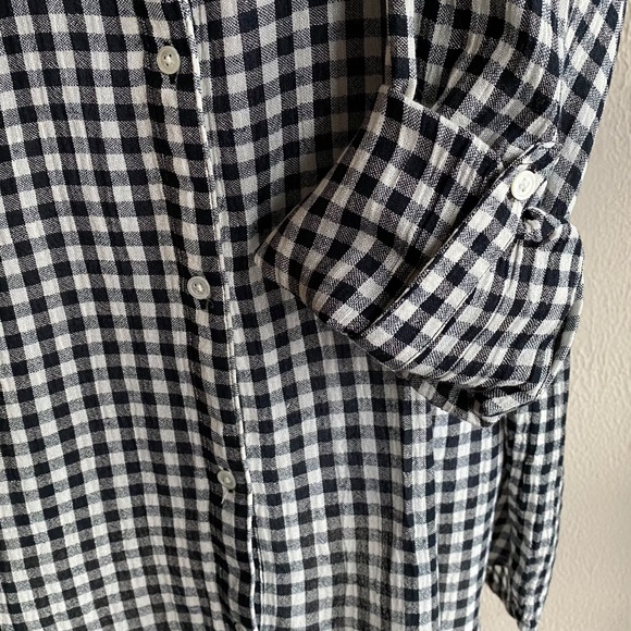 Joie Soft black and white gingham button front tunic Sz M - Picture 7 of 7